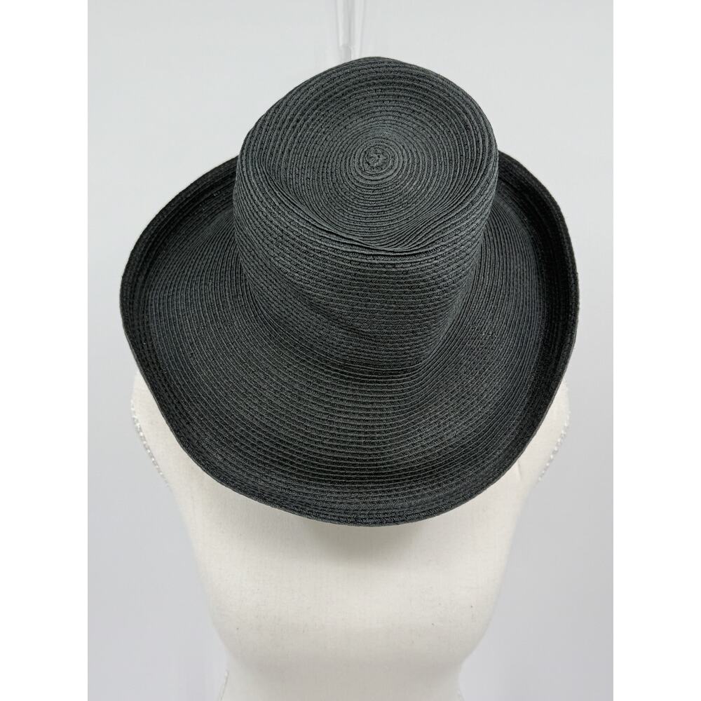 Eric Javits Squishee Packable Black Wide Brim Fedora Sun Hat OS Vacation Travel - Picture 2 of 6